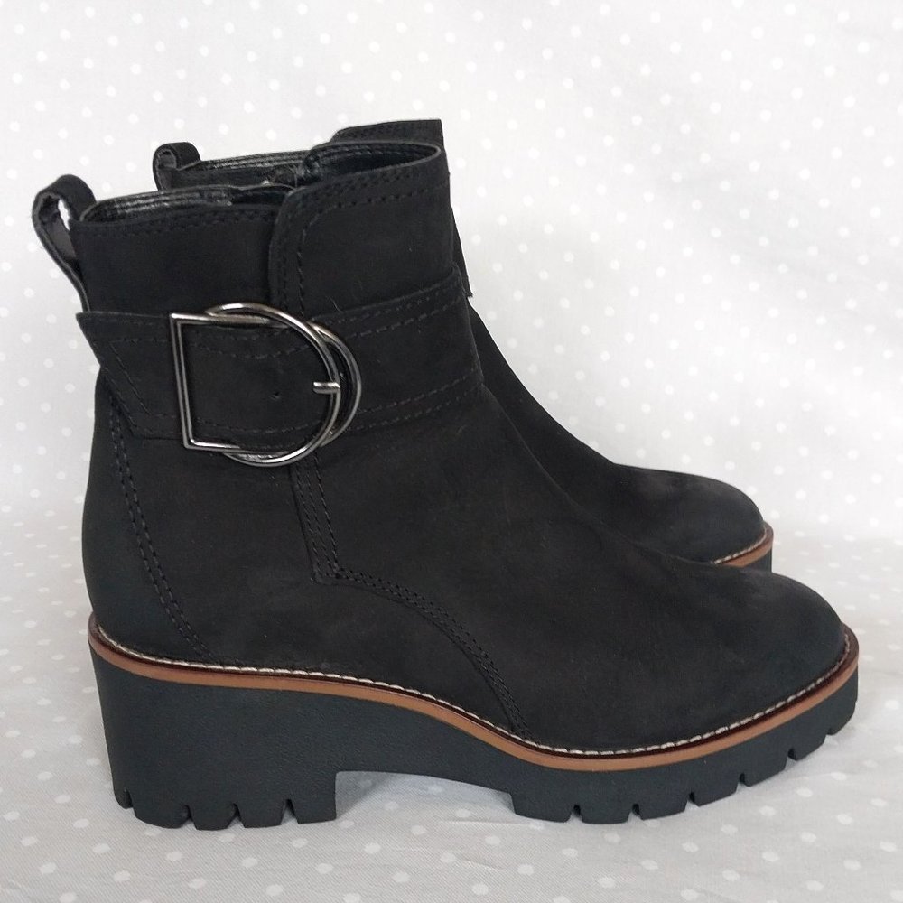 Blondo Dagger Black Nubuck Leather Waterproof Ankle Boots with Side Zip